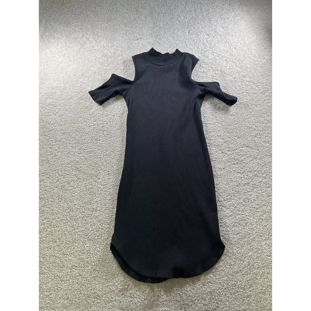 No‎ Boundaries Women's Black M Ribbed Cold Shoulder Dress